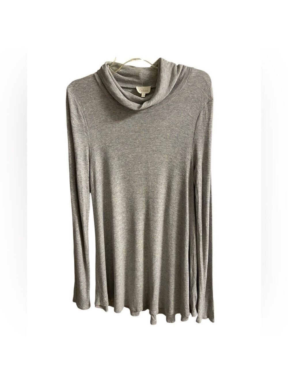 Deletta Gray Knit Top tunic turtleneck Large